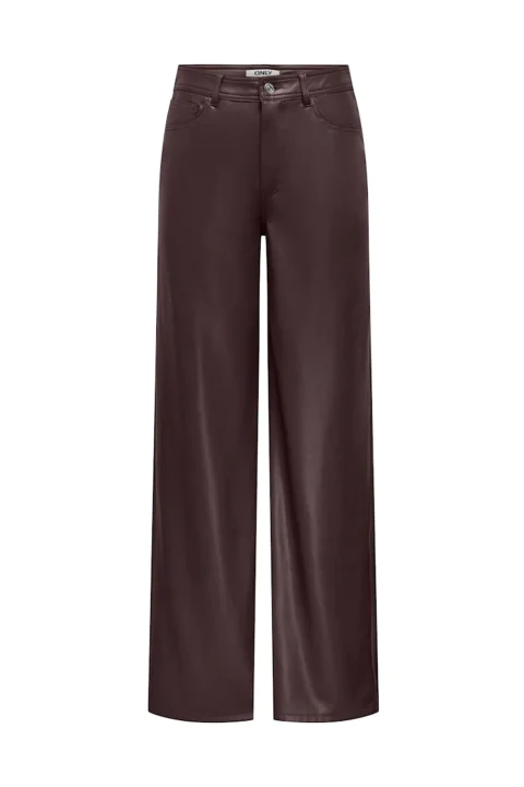 Панталон Onlsmooth Hw Faux Leath Wide 15376854 19-1109 TCX chocolate torte