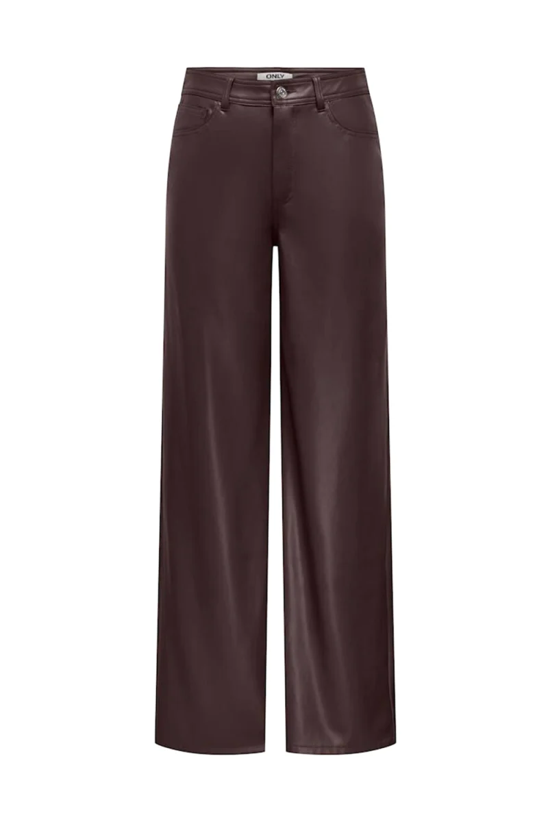 Панталон Onlsmooth Hw Faux Leath Wide 15376854 19-1109 TCX chocolate torte