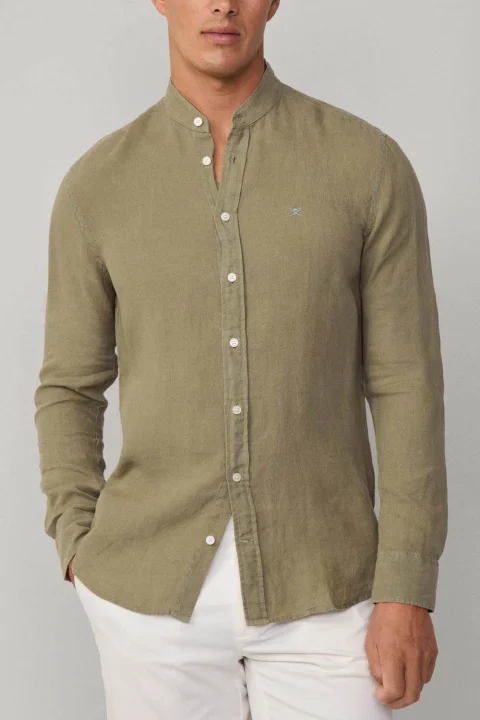 Риза Drop 2 Ess Gmd Linen Porter HM3010267 715 light khaki gre — снимка 2