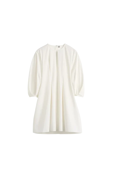 Balloon Sleeve Cotton Dress White