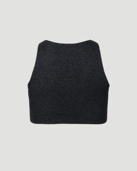 Black Crop Top in Lurex — снимка 2
