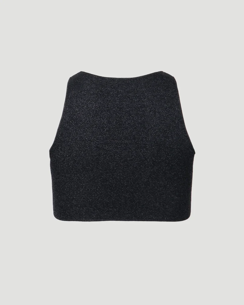 Black Crop Top in Lurex — снимка 2