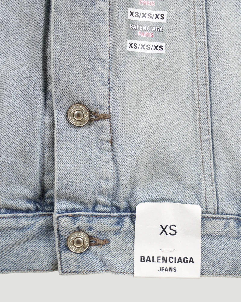 Oversized Sticker Stripe Denim Jacket — снимка 3
