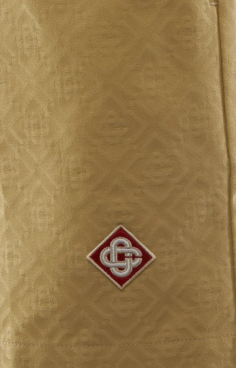 Cotton Monogram Jacquard Shorts in Beige — снимка 2