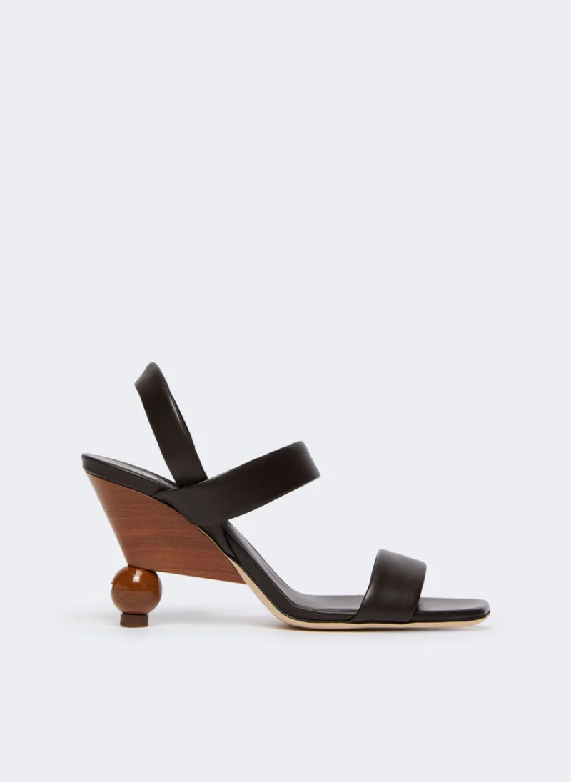 Кожени сандали на ток със 'sphere' детайл Weekend Max Mara Wkaaffetto