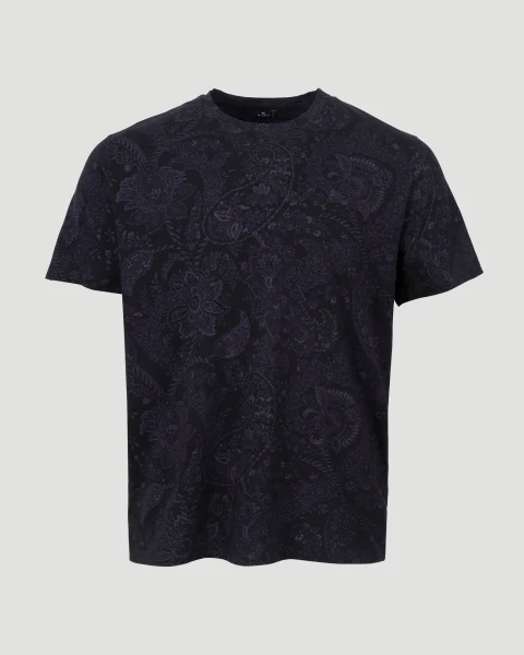 Cotton T-Shirt in Navy Pattern