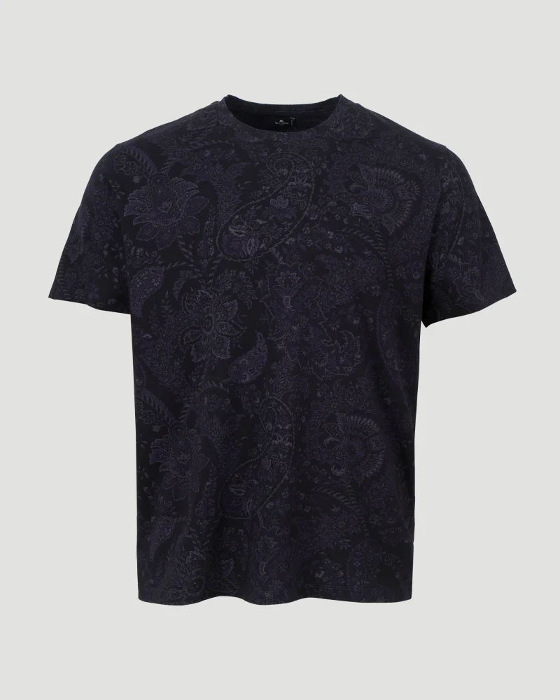 Cotton T-Shirt in Navy Pattern