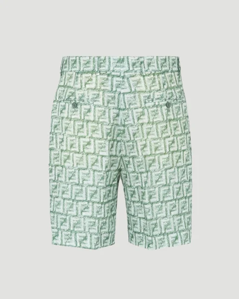 Green FF Linen Shorts — снимка 2
