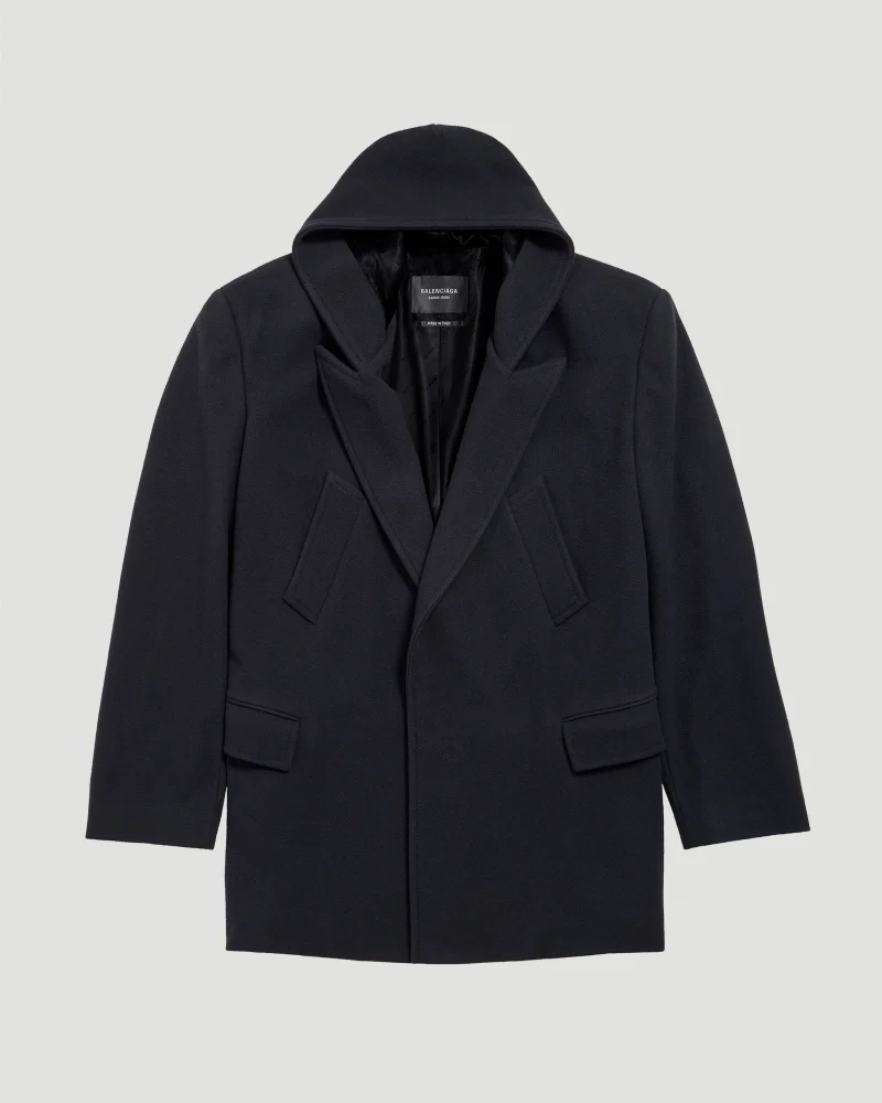 Hooded Short Coat in Dark Navy