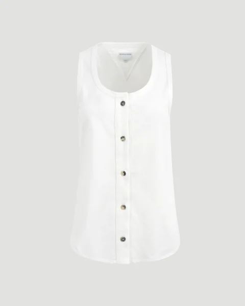 Tank Top with Buttons in White
