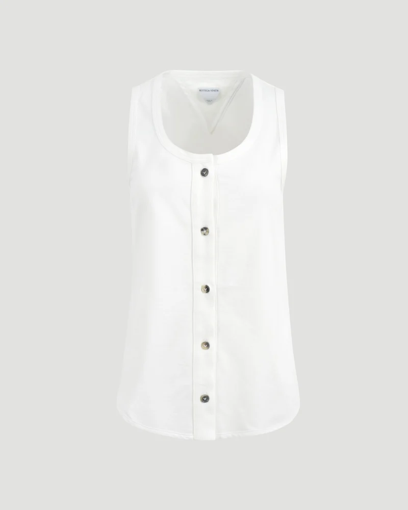 Tank Top with Buttons in White