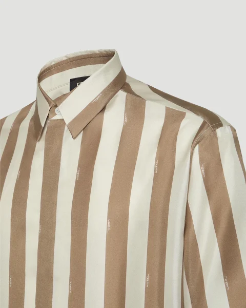 Beige Pequin Silk Shirt — снимка 3