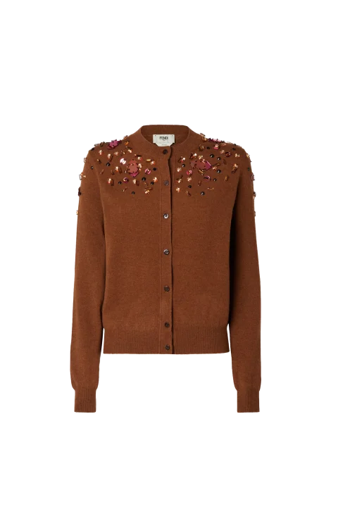 Rust FF Cashmere and Wool Cardigan