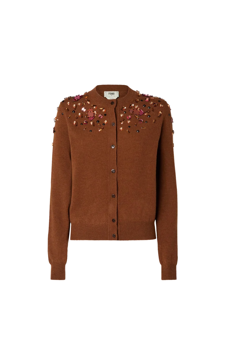 Rust FF Cashmere and Wool Cardigan