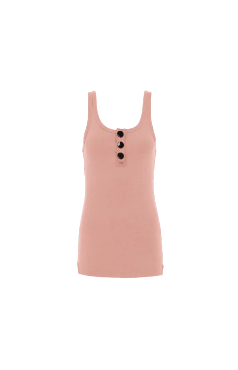 Fitted Henley Tank Top in Cotton Jersey