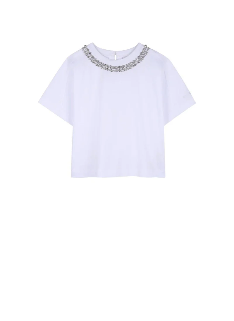 Тишърт с декоративни кристали Givenchy Kids