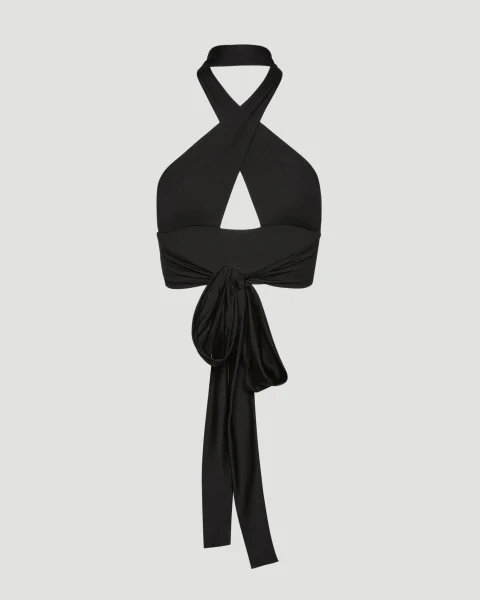 Crisscross Swim Bra with Tie-Back in Black — снимка 4
