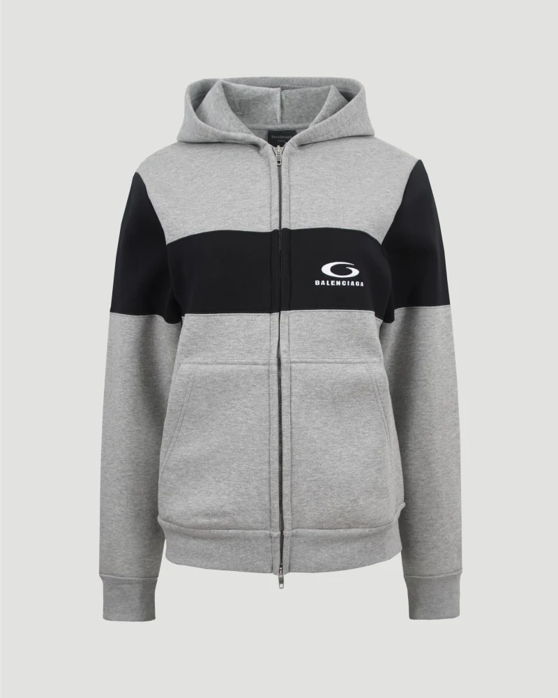 Zip-Up Hoodie in Grey and Black