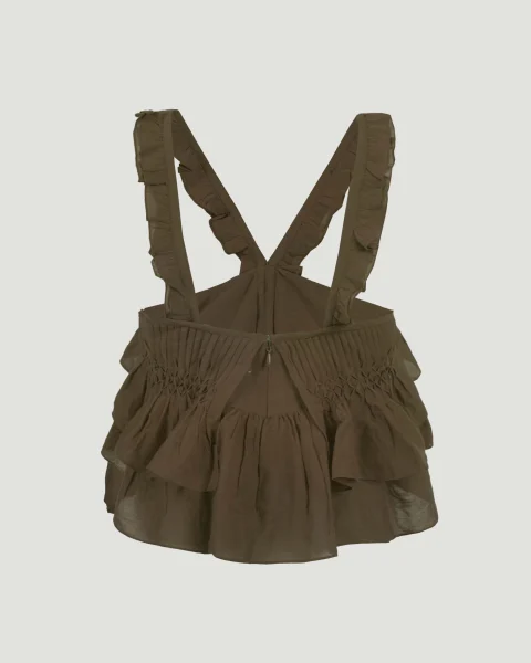 Daliana Ruffled Top in Khaki — снимка 2