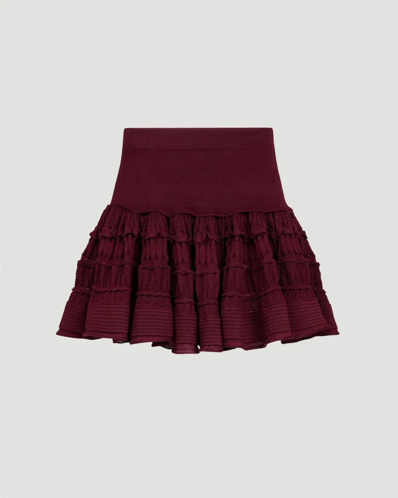 Wool Crinoline Skirt in Red