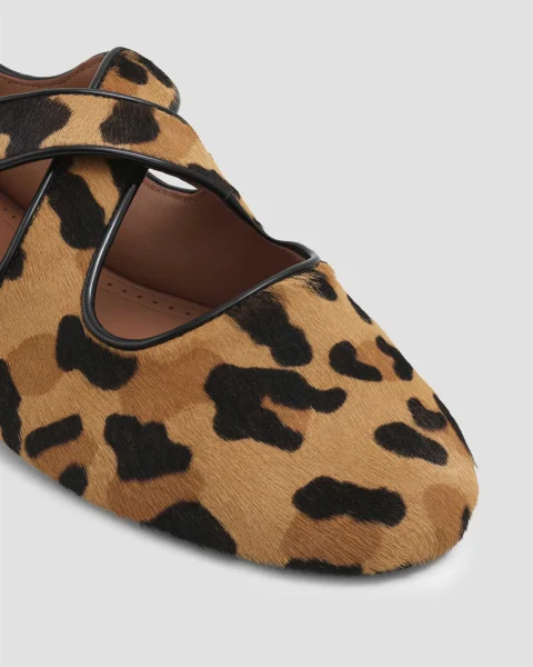 Criss Cross Ballet Flats in Leopard Haircalf — снимка 4