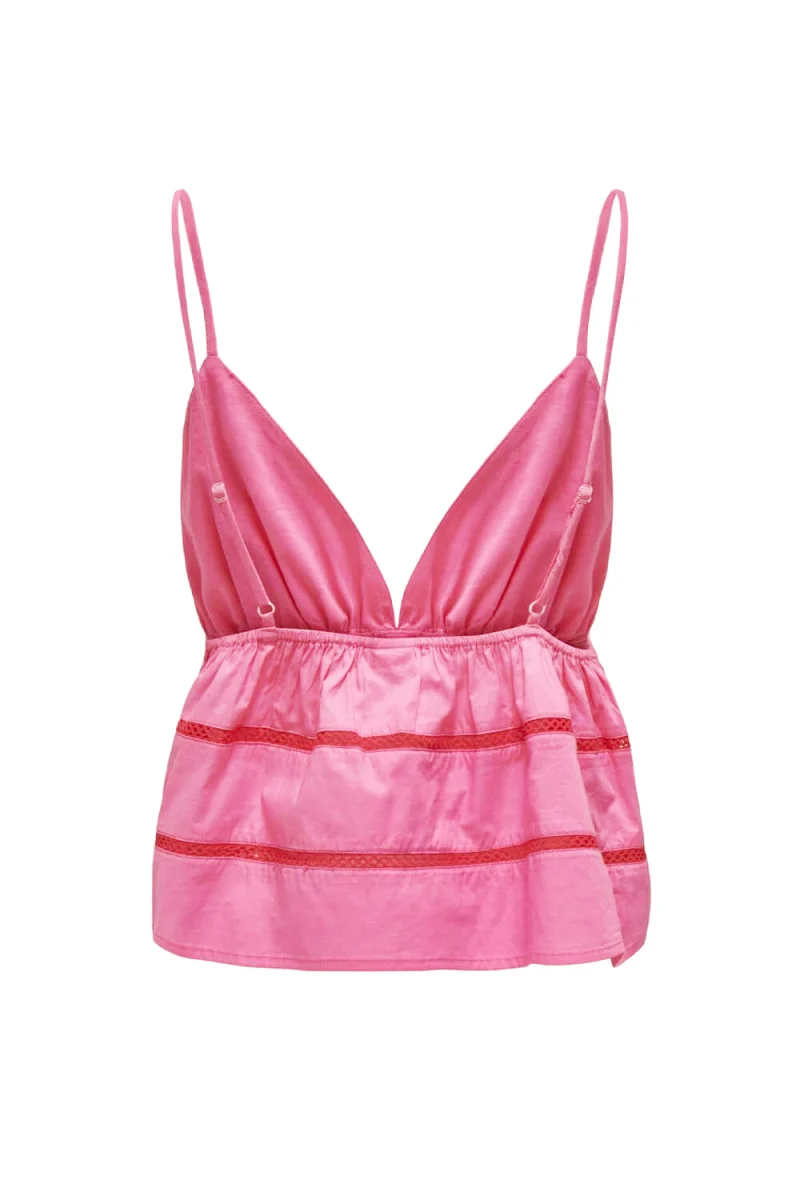 Top Onlrose Holly Singlet Wvn 15319109 17-2519 TCX gin fizz — снимка 2
