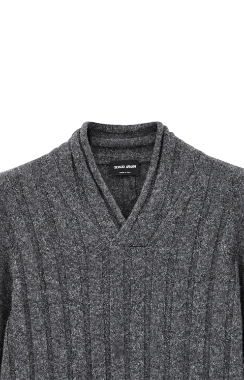 Regular Fit Sweater with Large Rib Stitch in Grey — снимка 2