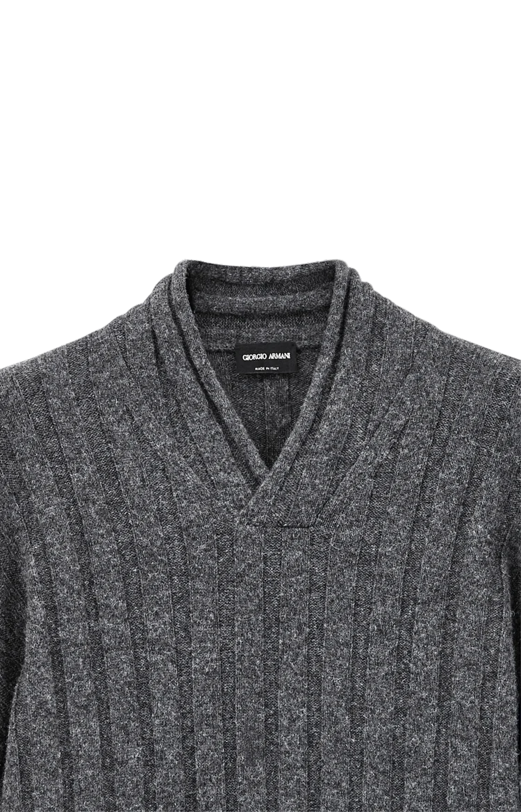 Regular Fit Sweater with Large Rib Stitch in Grey — снимка 2