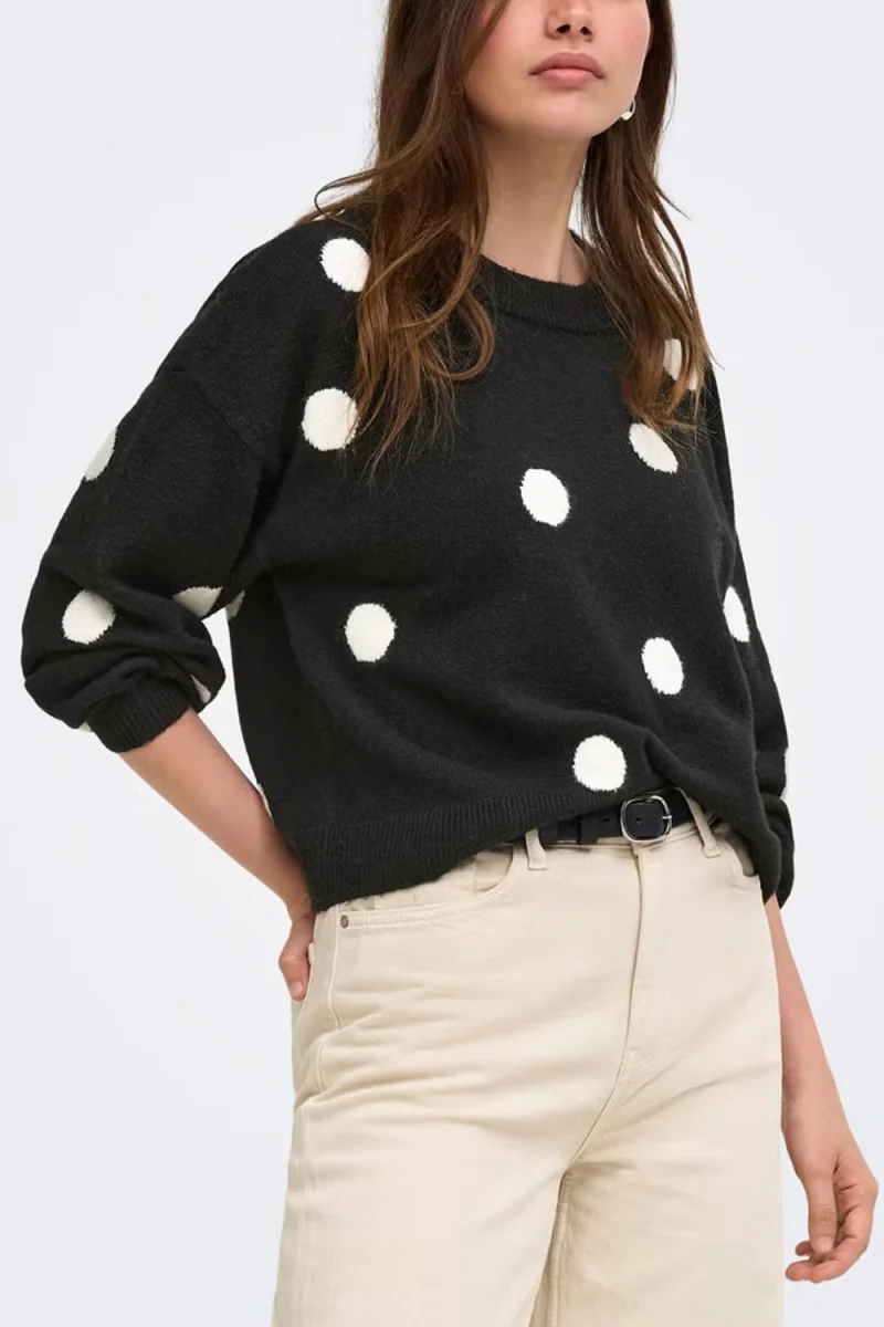 Плетено Onlrica Detail O-Neck 15375856 C-N10 black — снимка 2