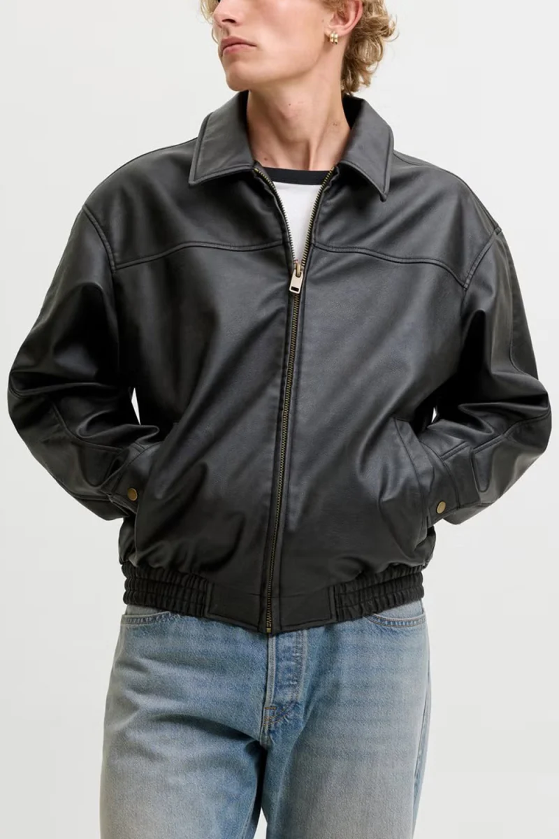 Яке Jjmarlon Pu 12298762 C-N10 black — снимка 2
