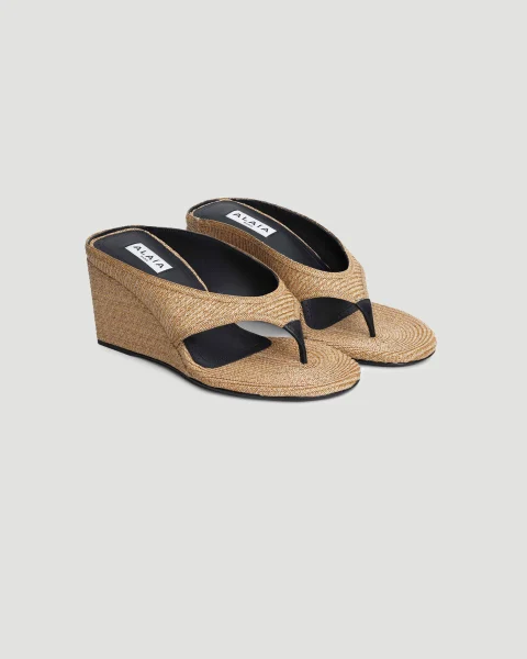 Cube Thong Mules in Paper Straw — снимка 3