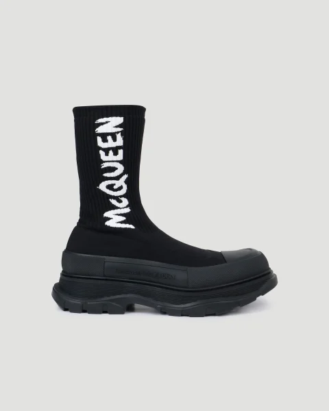 Graffiti Logo-Print Sock-Boots