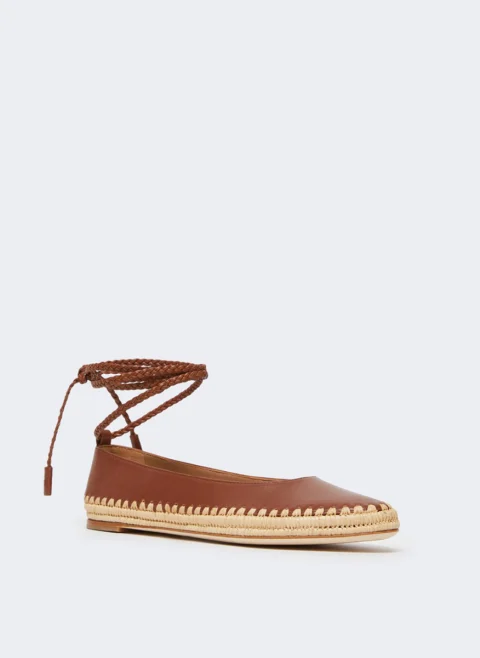 Кожени балеринки с плетени детайли Max Mara Mxastallo — снимка 2