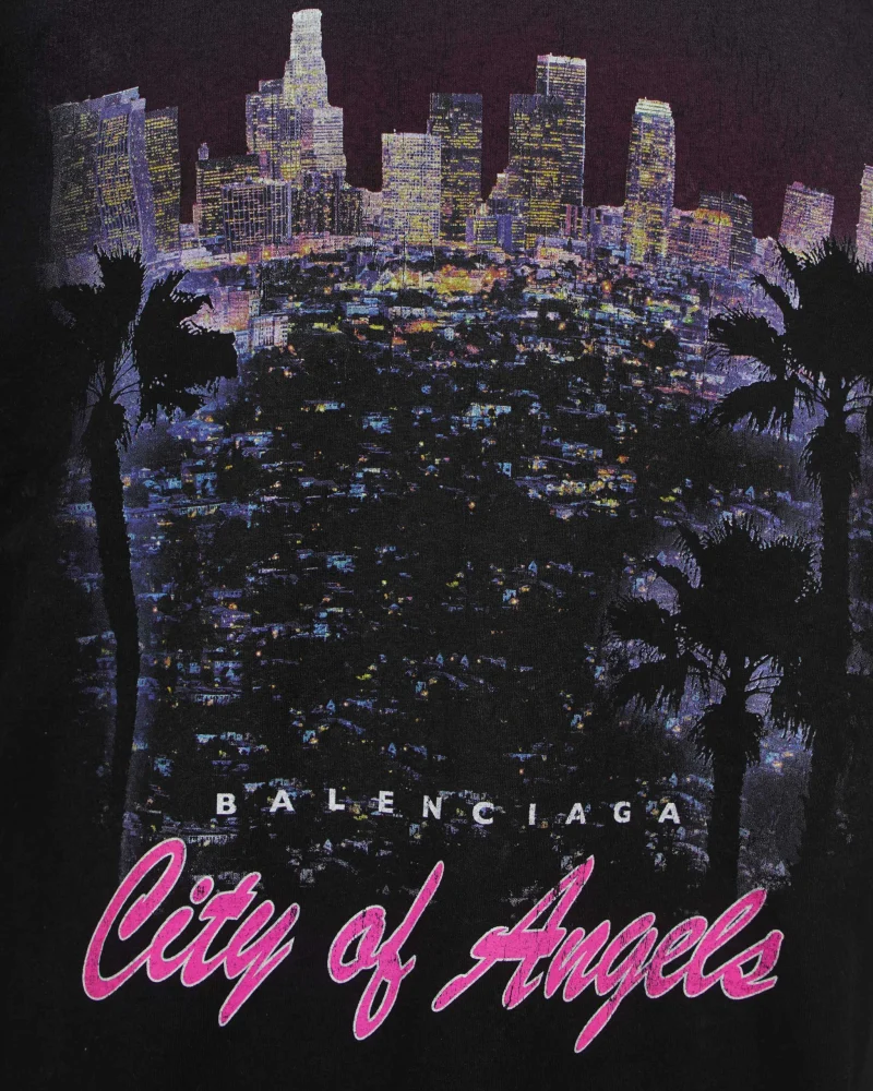 City of Angels T-Shirt Medium Fit in Black Faded — снимка 2