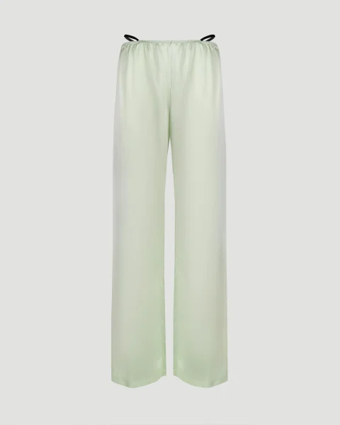 Crystal Thong Pant in Green Silk Charmeuse