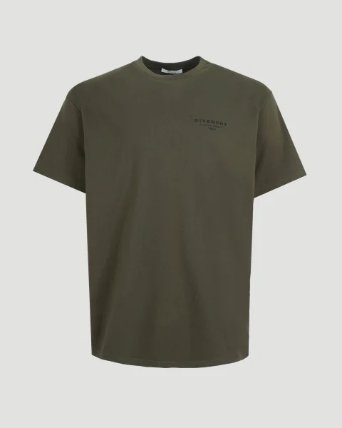 Cotton T-Shirt with Givenchy Logo in Khaki