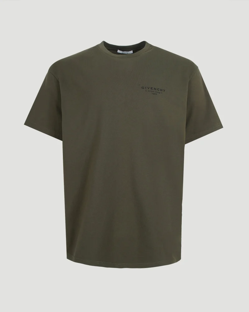 Cotton T-Shirt with Givenchy Logo in Khaki