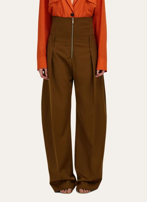 Панталон 'Barrel-Leg' с вълна и кашмир Ferragamo — снимка 4