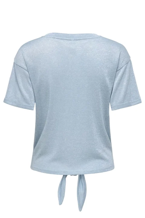 Top Onlamber Life S/S Knot Shine 15369755 16-4016 TCX soft chambray — снимка 2