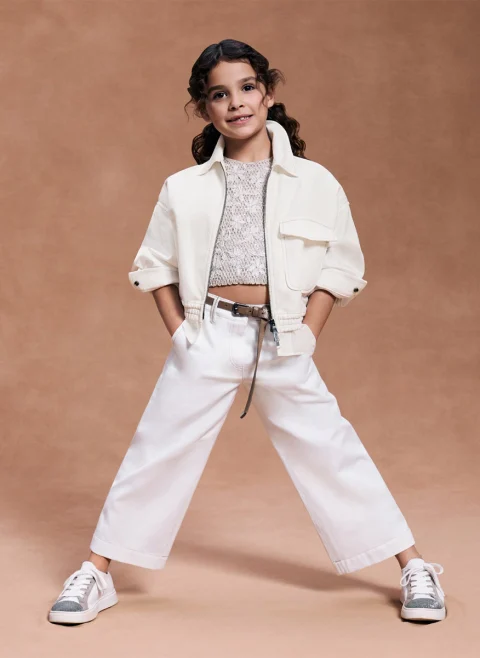Панталон от деним Brunello Cucinelli Kids 4-6 — снимка 4