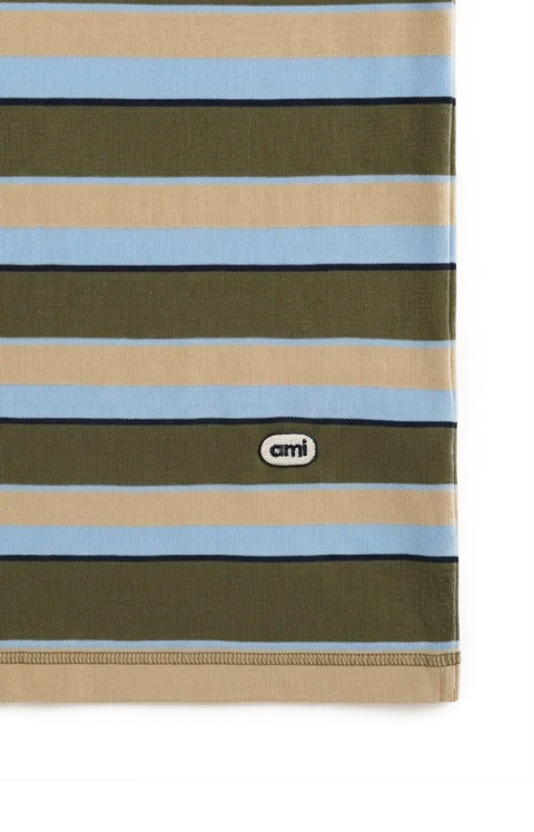 Short-Sleeved Polo Shirt in Heavy Striped Cotton Jersey — снимка 2