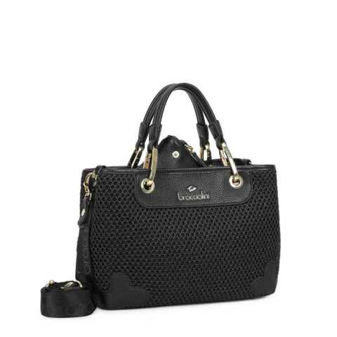 Дамска черна плетена чанта Beth Tricot Braccialini — снимка 6