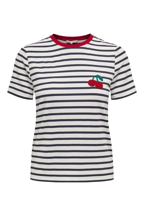 T-Shirt Onlheart Life S/S 15318959 11-4201 TCX cloud dancer/night sky/red cherry