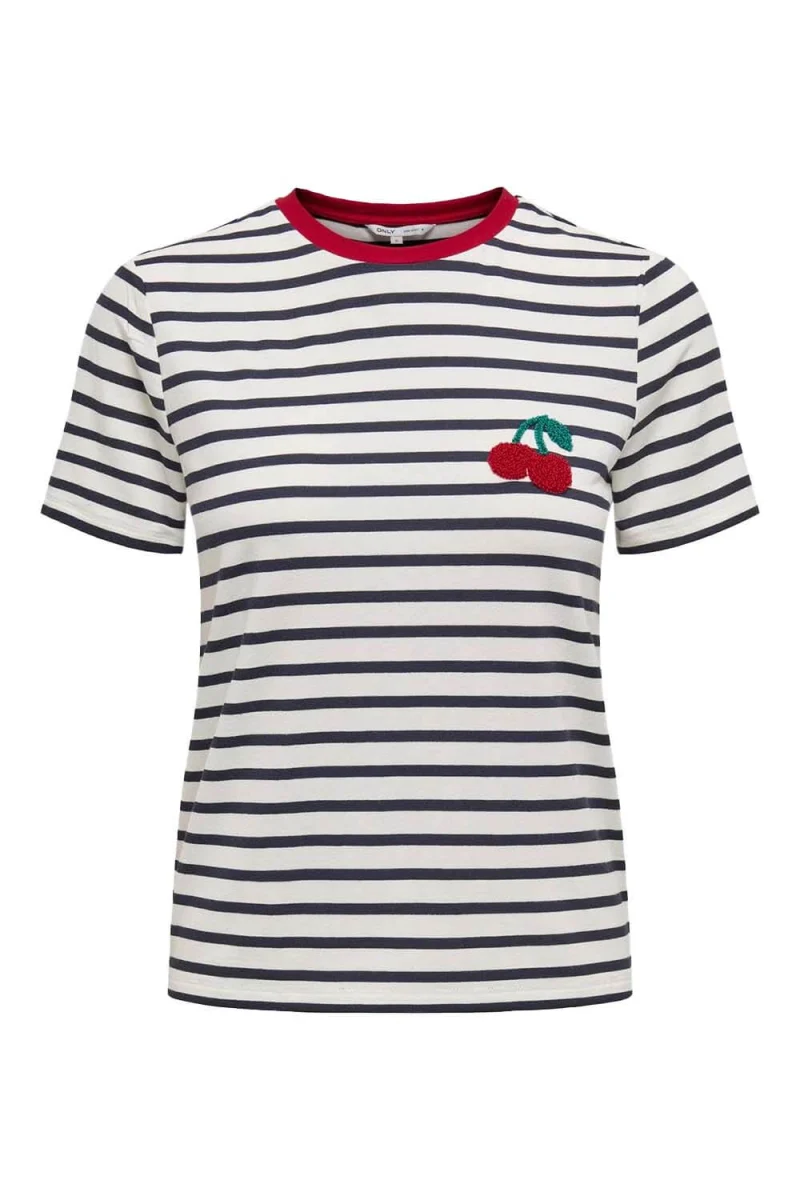 T-Shirt Onlheart Life S/S 15318959 11-4201 TCX cloud dancer/night sky/red cherry