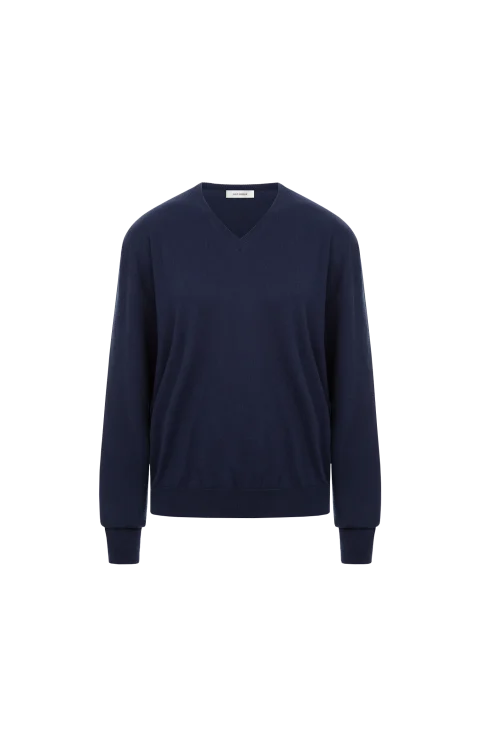 Glitter V-Neck Sweater in Navy