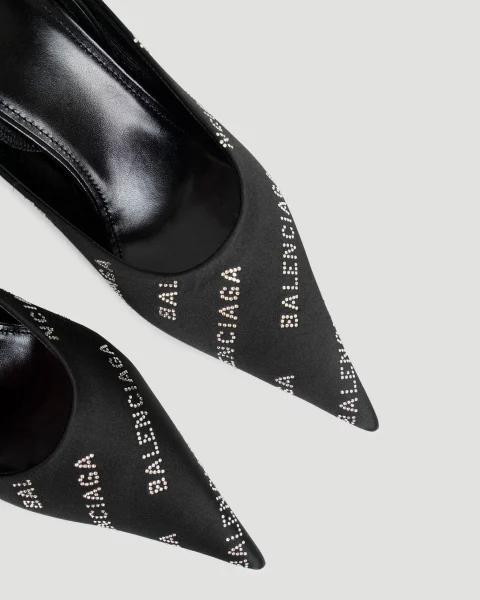 Square Knife Slingback Heels in Black — снимка 3