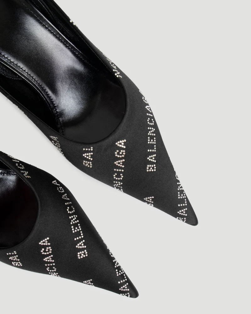 Square Knife Slingback Heels in Black — снимка 3