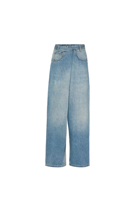 Wrap Denim Jeans in Blue