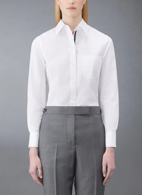 Класическа риза от памучен поплин Thom Browne — снимка 2