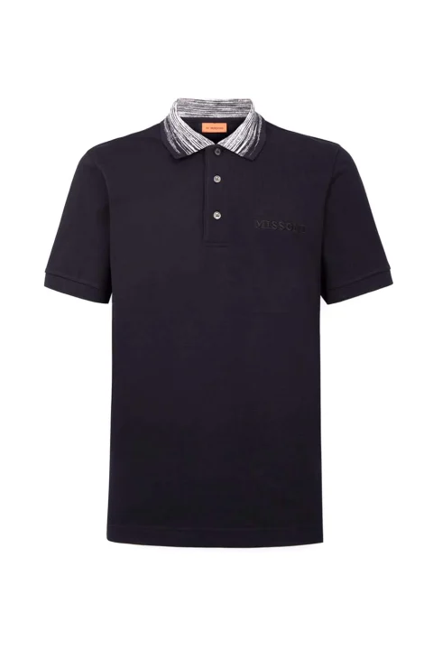 Polo Cotton Piquet UC22W200-BJ0019 s90nc-black contrast space-dyed black white